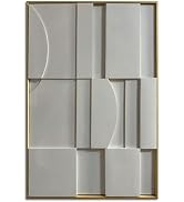 Slyart 3D White Textured Wall Art, Handmade Verical Abstract Relief Wall Art Framed Wall Decorati...