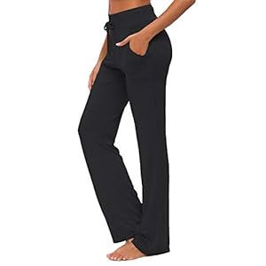 Women’s Yoga Trousers with Pockets Wide Leg Drawstring Loose Straight Lounge Running Workout Modal Trousers Active Leisure Jogging Bottoms