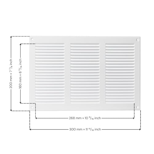 Miniatura 2 de 300x200mm Rejilla De Ventilación Con Mosquitera - Rejillas De Aireación Metálicas - Acero, Blanco