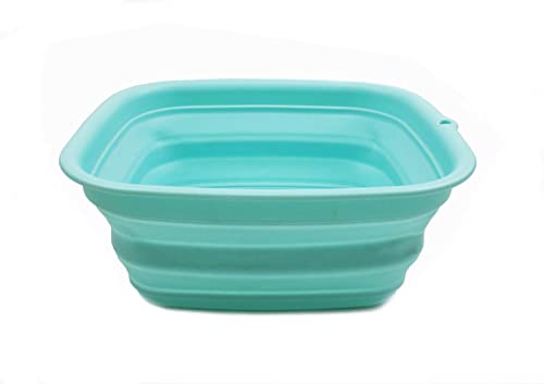 Image of SAMMART 7.7L (2 Gallon) Collapsible Tub - Foldable Dish Tub - Portable Washing Basin - Space Saving Plastic Washtub (Lake Green, S)