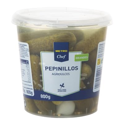 ¡Pepinillos Agridulces Chef – El Sabor Perfecto para Tus Snacks y Comidas! (1 BOTE 800G. (Escurrido 450G.), ENTEROS)