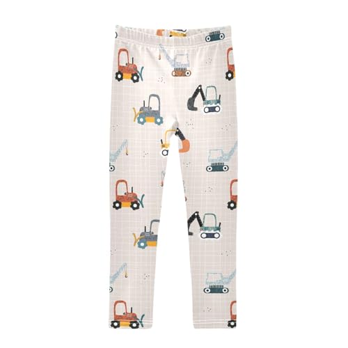 CaTaKu Girls Leggings Plaid Scandinavian Truck Leggings for Girls Kids Athletic Workout Yoga Pants Size 4-10T