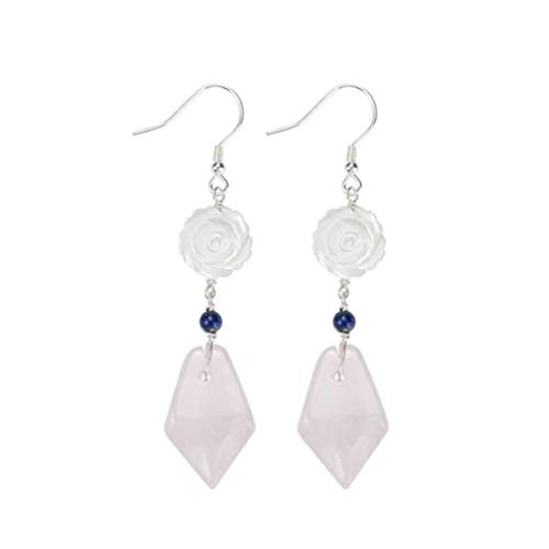 Boucles d'oreilles pour filles en cristal rose et nacre s925