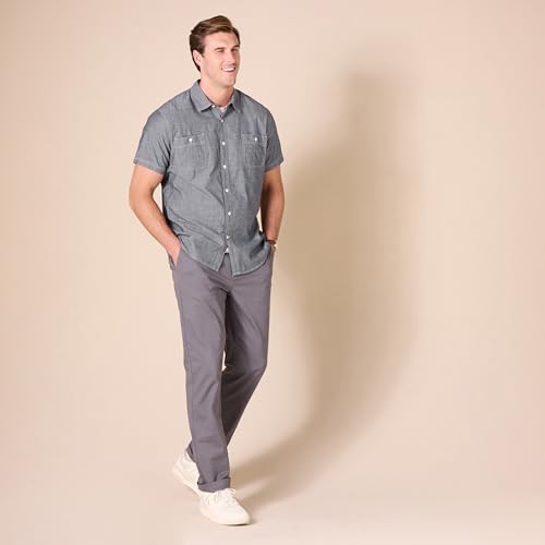 Image of Amazon Essentials Men's Regular-Fit Short-Sleeve Poplin Shirt, Collared, Washed