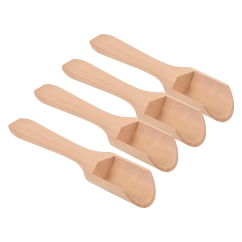 HONMEET 4本 木製 塩 スプーン キッチン コーヒー 豆 カトラリー コーヒー スプーン 蓋 クッキー スクープ 調味料 スプーン しつけ カップ 計量 サービング リーキー スプーン ス