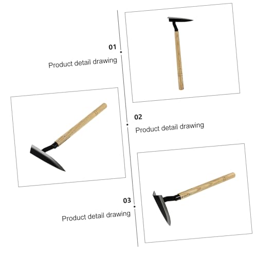 Azada triangular pequeña para jardinería con mango de madera miniatura 6