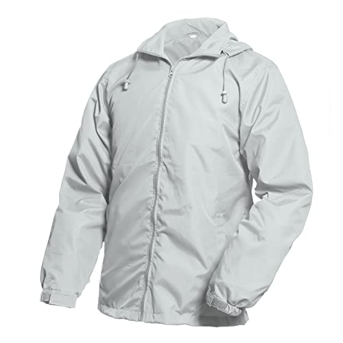 Image of SNOW DREAMS Mens Rain Jacket Waterproof Raincoat Lightweight Windbreaker Hooded Outerwear for Hiking Travel Grey Size L