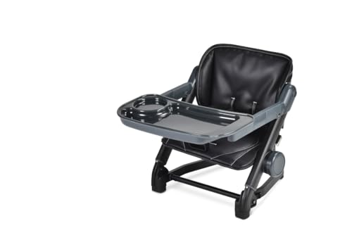 Image of Feed Me 3-in-1 Travel High Chair Booster Seat for Infants and Toddlers - Transitional, Compact & Fits Any Chair, Swivel Tray, Bubble Black