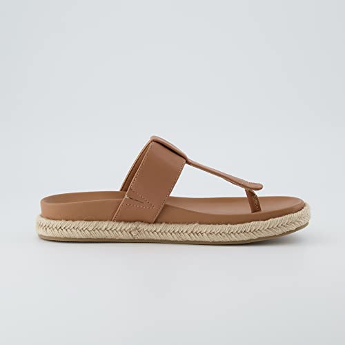 CUSHIONAIRE Women's Nacho Espadrille footbed sandal with +Comfort, Wide Widths Available, Latte 6.5