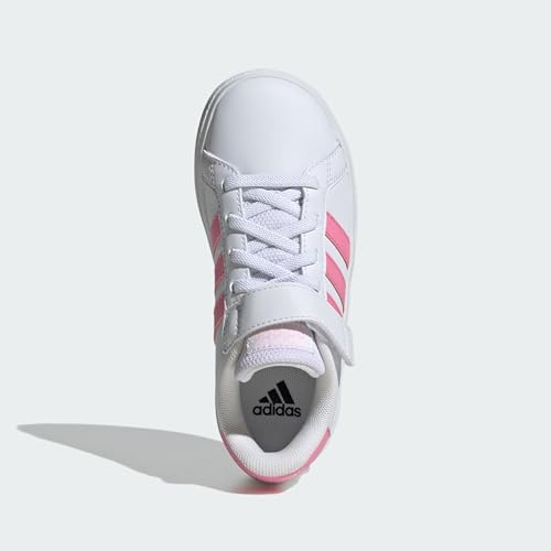 adidas Girl's Grand Court 2.0 Elastic (Little Kid/Big Kid) White/Bliss Pink/Clear Pink 5 Big Kid M3
