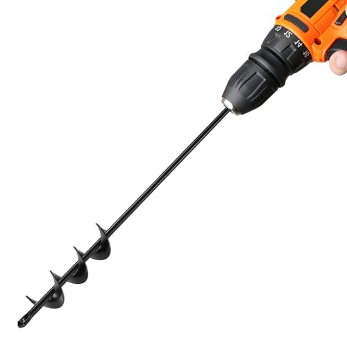 VEVOR Erdbohrer für Bohrmaschine, 40 x 420 mm Gartenbohrer aus Q235-Stahl, für 3/8-Zoll-Sechskant-Bohrer, Pfahlbohrer, Durchlässenbohrer, Grabungswerkzeug zum Pflanzen und Bohren
