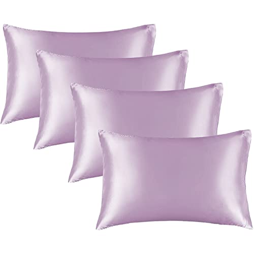BEDELITE Satin Pillowcase for Hair and Skin, Super Soft and Cooling Similar to Silk Pillow Cases 2 Pack with Envelope Closure, Gift for Women Men(13"x18" Toddler Size, Lavender)