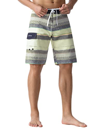 Image of unitop Men's Bathing Board Trunks Beach Shorts Holiday Hawaiian Colorful Striped