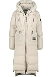Paare die lange Damenwinterjacke mit einem Strickkleid und Boots und fertig ist Dein Outfit
