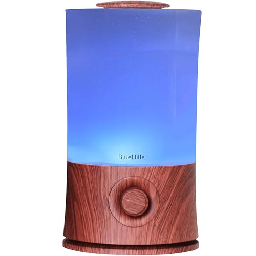 BlueHills Premium 2000 ML XL Essential Oil Diffuser Aromatherapy Humidifier for Large Room Home 40 Hour Run Huge Coverage Area 2 Liter Extra Large Capacity Diffuser High Mist Dark Wood Grain E003