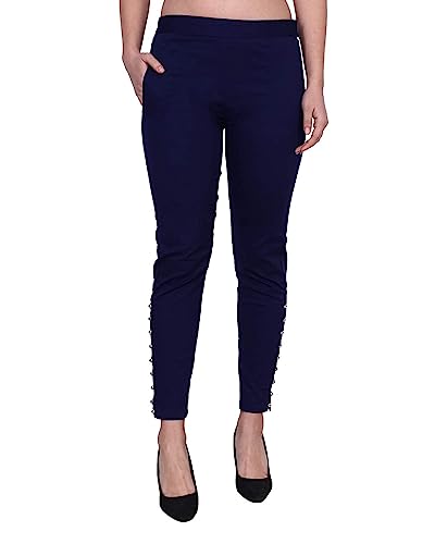 Image of POPWINGS Women Casual Mid Rise Stretchable Red Cotton Trouser
