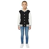 A2Z 4 Kids Girls Boys B.B Hooded Plain Jacket Baseball Style - B.B Plain Hooded Jacket Black 13