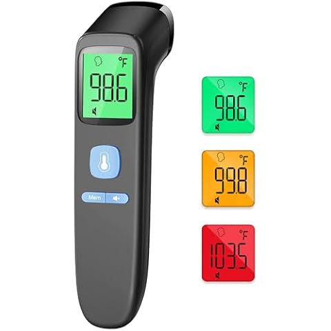 ANMEATE No-Touch Forehead Thermometer for Adults, Infrared Digital Thermometer for Kids, Touchless Baby Thermometer, Accurate Reading with Large Display, Mute Mode, Memory Recall, Fever Alarm Cover