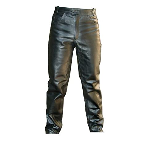 SIZZLEATHER Pantalon de moto en cuir de vachette pour homme, noir, XX-Large