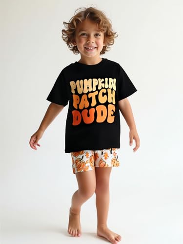 Image of Boys 2pc Shorts Set Outfit Short Sleeve Shirt with Classic Applique Print and Shorts
