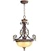 Livex Lighting 8567-63 Villa Verona - Three Light Inverted Pendant, Verona Bronze Finish with Rustic Art Glass
