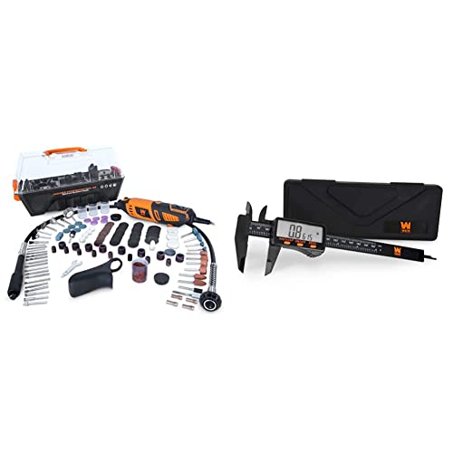 WEN 23190 1.3-Amp Variable Speed Steady-Grip Rotary Tool with 190-Piece Accessory Kit, Flex Shaft, and Carrying Case & 10761 Electronic 6.1-Inch Digital Caliper with LCD Readout and Storage Case