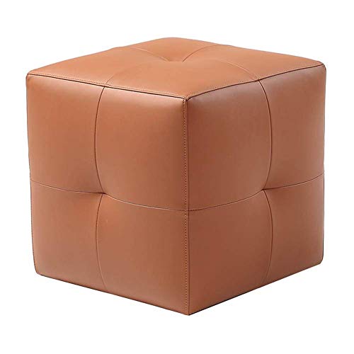 Tabouret chaussures pour entrée en cuir marron afin d'éviter de se baisser