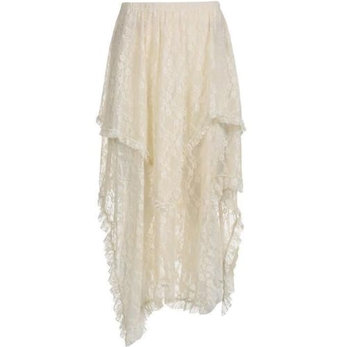 Lpitoy Falda Asimétrica De Encaje Vintage Y2k, Falda Multicapa, Color Liso, Asimétrica, con Volantes, Faldas Midi, Faldas Fluidas para Mujer
