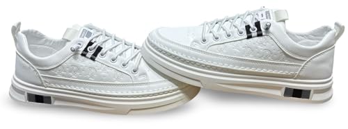 Image of Fashion Platform Sneakers, Embossed Pattern, Casual Athletic Shoes for Mens