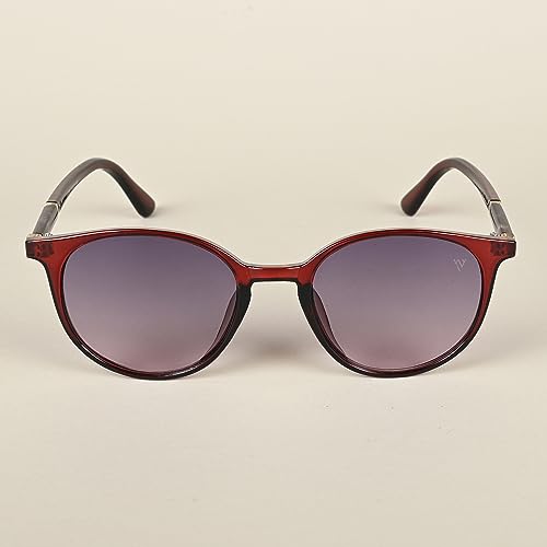 Image of Voyage UV Protected Brown Round Sunglasses for Women