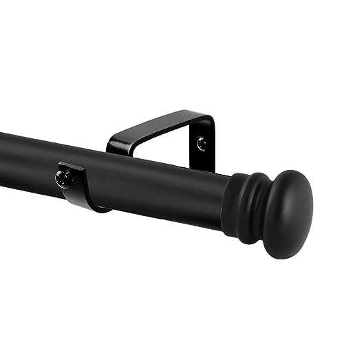 Image of FAPBADRI Simple Curtain End Caps /Finials for a 1 inch Pipe /Rod, Material - Wooden, Color - Black, 2 Pieces
