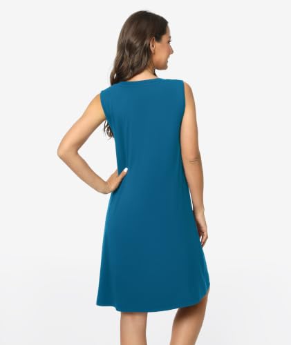 Image of GYS Cooling Bamboo Viscose Nightgowns for Women, Lightweight Sleeveless V Neck Sleep Shirt for Hot Sleepers, Soft Night dress