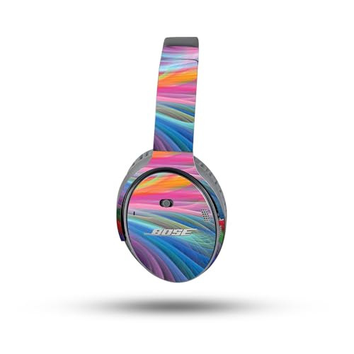Image of MightySkins Skin Compatible with Bose QuietComfort 35 II Headphones - Rainbow Waves | Protective, Durable, and Unique Vinyl Decal wrap Cover | Easy to Apply, Remove, and Change Styles
