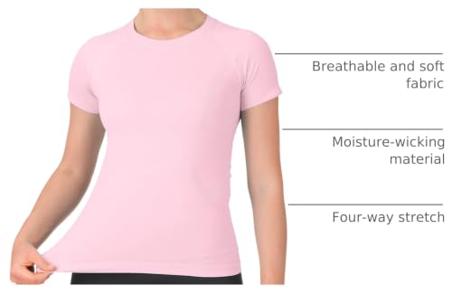 Image of MathCat Seamless Short Sleeve Workout Tops for Women | Breathable, Moisture-Wick, Soft, High Stretch, Chafe-Free, Waist Length, Slim Fit, Athletic T-Shirt