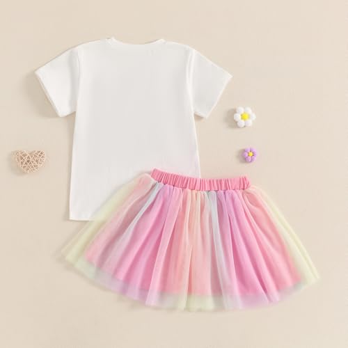 Toddler Baby Girl Birthday Outfit Emboridery Letter Print Shirt Top Tutu Skirt Mesh Princess Dress Cake Smash Outfit3