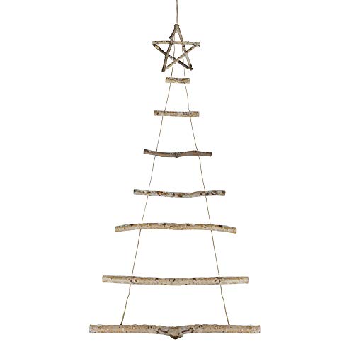 Northlight Natural Frosted Tree with Star Topper Wooden Christmas Hanging Decoration - 51'