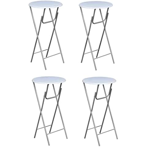 vidaXL 4X Mesas Altas de Bar Plegables MDF Blanca Cover