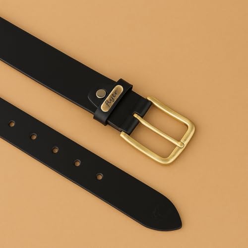 Image of Flyer Men's Leather belt (Formal /Casual) (Colour -Brown /Black) Buckle Adjustable Size Genuine Leather (B908) (Pack of 1)