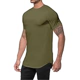 Photo Gallery tx apparel maglietta da uomo con orlo allungato, maglietta sportiva aderente per allenamento, verde militare, l Photo Gallery tx apparel maglietta da uomo con orlo allungato, maglietta sportiva aderente per allenamento, verde militare, l