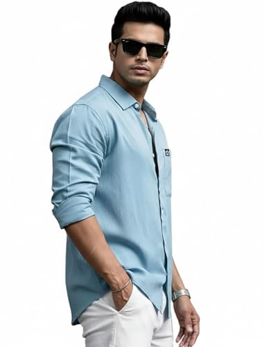 Image of IndoPrimo Men's Regular Fit Cotton Casual Shirt | Premium Solid Full Sleeve Shirt