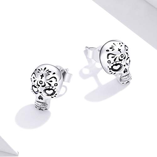 Fashion Tiny Skull Stud Earrings Sterling Silver S925 for Women Girls Men Cross Skeleton Halloween Earrings Cartilage Tragus Earring Unisex Gothic Jewelry Gifts for Sensitive Ears4