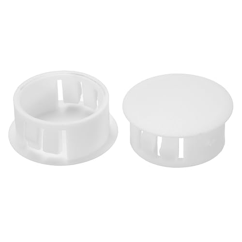 Image of PATIKIL Hole Plugs Plastic, 50 Pcs 22mm(7 /8 inch) Screw Bumper Hole Plug Flush Snap Type Round Hole Cover Caps for Round Holes Cabinet Furniture Kitchen, White