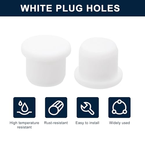 Image of uxcell 16 Pieces White Rubber Stopper, 12.5mm Plug Holes for 12-12.3mm /0.47-0.48 inch Hole
