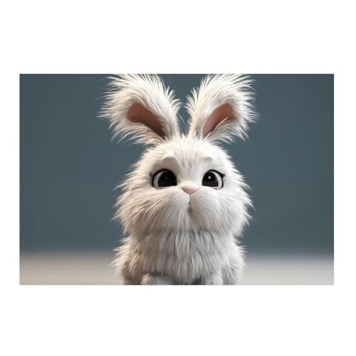 Poster lapin moelleux 50x50cm idéal pour décorer une chambre d'enfant douce