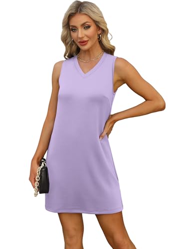 Image of BKRIVE V-Neck Summer Casual Beach Dresses for Women 2026 Vacation Women's Sleeveless Sundress with Split