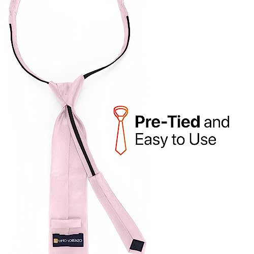 Image of boxed-gifts Umo Lorenzo Mens Zipper Ties Solid Color Pre Tied Polyester Neckties for Men and Women