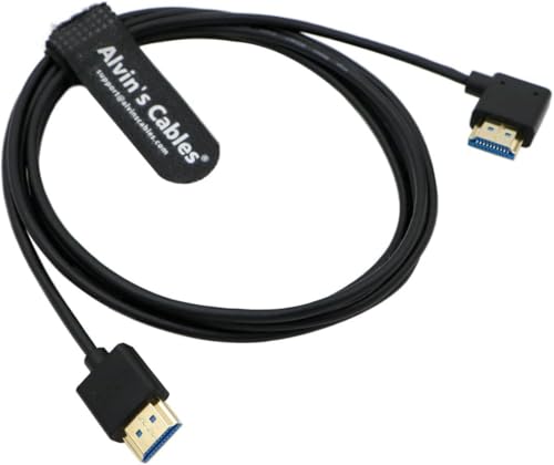 Alvin's Cables Ultra HD 8K HDMI 2.1 Cable HDMI Recto a Ángulo Recto Alta Velocidad para Atomos Ninja V Monitor, Z CAM E2, para Sony FS5| FS7| A7S3 Cámaras 2M/6,6 pies