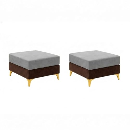Image of Strike Dual Tone Plush 5 Seater L Shape Sofa Set with 2 Movable Ottomans | Flexible Layout | Silken Velvet Suede| Golden Metal Legs| for Living Room & Office Spaces (Dark Brown & Dark Grey)