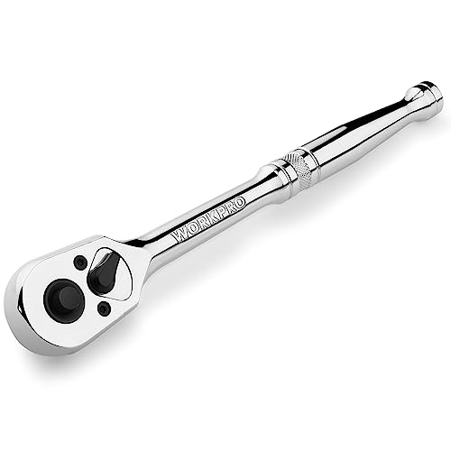 Image of WORKPRO 1 /2-Inch Drive Ratchet, Quick-Release Reversible Wrench | 72-Tooth Handle, Chrome Alloy Made, Cr-Mo Head, Full Polished