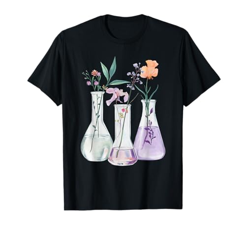 Flores Tubo Ensayo Química Estudiante Ciencias Profesor Camiseta